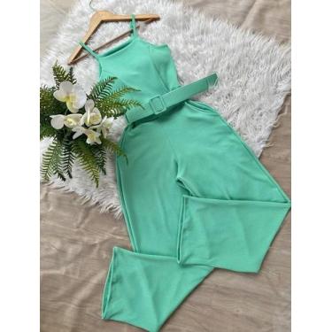 Imagem de Macacao longo pantalona com cinto cor verde tamanho único - IMPERIO 