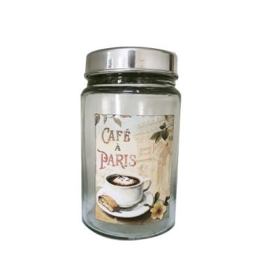 Imagem de Pote Vidro Vintage Café à Paris Tampa Plástica Prateada 1L - Panache