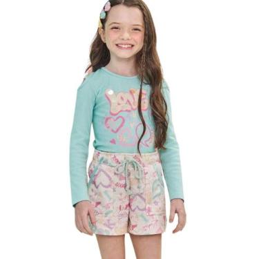 Imagem de Conjunto Infantil Menina Inverno Blusa Caneladi e Shorts em Moletom Li