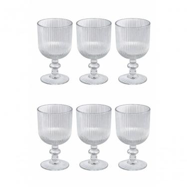 Imagem de Conjunto de Taças Athens 6 Peças para Bebidas em Vidro 380ml Design em Relevo Transparente Fratelli