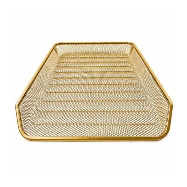 Imagem de Bandeja Organizadora de Mesa Multiuso Escritório Dourada 34x27cm Gv Of