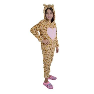 Imagem de Macacão Infantil Tiptop Longo Oncinha Pelucia Marrom - 10120, 06, Marr