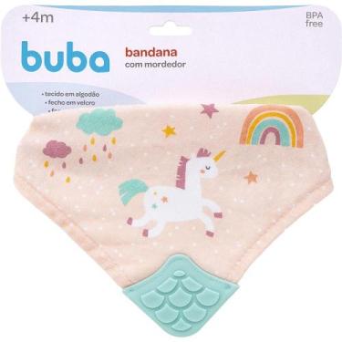 Imagem de Bandana Com Mordedor Silicone Unicórnio Fecho tiras autocolantes Bebê 