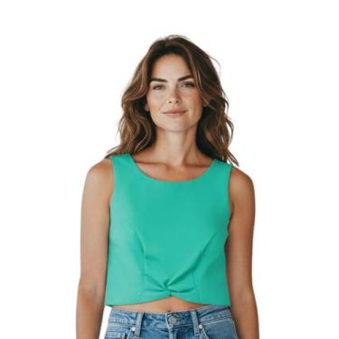 Imagem de Cropped Dua Lipa Alfaiataria Detalhe no Busto - IDHOK, Verde, P