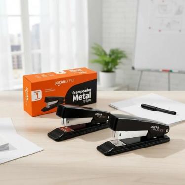 Imagem de Kit 2 Grampeadores Metal Preto Jocar Office 11,5cm 25 Folhas Preto - J