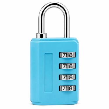 Imagem de Cadeado Colorido Combinação Senha 4 Digitos Para Proteção Armários Bag