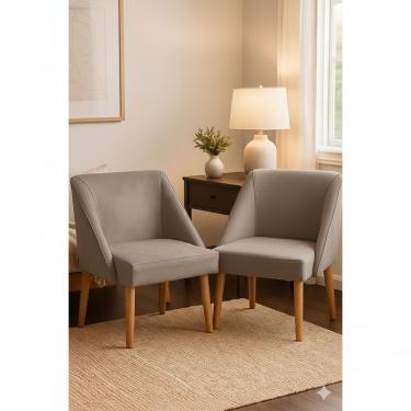 Imagem de Kit 2 Poltronas Liz Decorativa Suede com Pés Palito Conforto Design Moderno Cappuccino Ki Barato Móveis