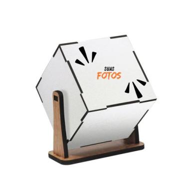 Imagem de Porta Retrato Cubo Giratório Personalizado em MDF Resinado Brilho para