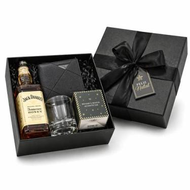 Imagem de Cesta Whisky 375ml Copo Carteira Chocolate Presente Homem Tipo:Natal -