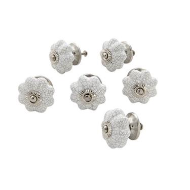 Imagem de Dritz Home 47028A Puxador de cerâmica para rebarba, branco (pacote com 6)