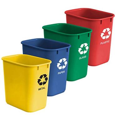 Imagem de Acrimet Cesto Seletivo 24 Litros – Kit com 4 Lixeiras para Reciclagem, Plástico Resistente, Empilhável, Cores Azul, Vermelho, Verde e Amarelo, 574.0