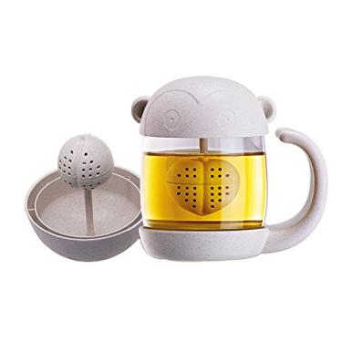 Imagem de Xícara de chá de vidro de 250 ml TOPIND linda xícara de chá de gato/macaco com filtro de peixe/pêssego, caneca de chá, copo de café, garrafa de água, infusor, filtro para de Natal (estilo macaco)