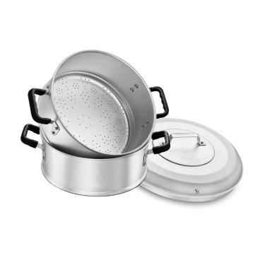 Imagem de Caçarola a Vapor 26 cm com Cabo de Baquelite 2 Peças em Alumínio ABC