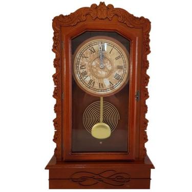 Imagem de Relógio De Parede Antigo Em Madeira Com Pêndulo Decoração Ambiente Ret