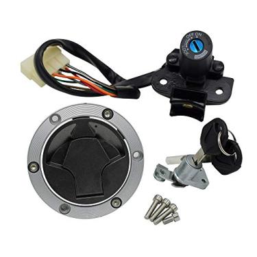 Imagem de Compatível com Kawasaki Ninja 250R EX250J 300 EX300 2008-2015 kit de interruptor de ignição de motocicleta conjunto tampa de tanque de combustível com 2 chaves