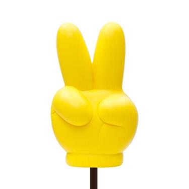 Imagem de COGEEK Enfeite de teto amarelo Victory V-Finger Antenna Topper Ball EVA Foam Car Styling Roof Ornament (dedo)