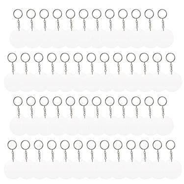 Imagem de 50 peças de acrílico chaveiro em nco ornamentos para vinil transparente círculo discos a granel para projetos de bricolage e artesanato pintura gravar decoração chaveiro suprimentos POPQ