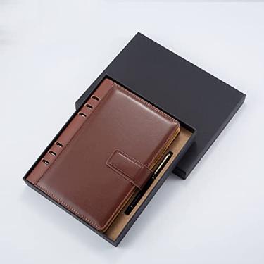 Imagem de Caderno Corporativo de Couro Preto A5, Material de Escritório A6 B5 Caderno de Argolas Agenda, Conjunto A5 Marrom