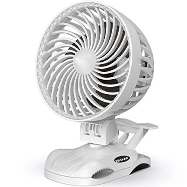 Imagem de BESKAR Ventilador pequeno com clipe – Ventilador USB pessoal velocidades CVT e grampo forte, inclinação ajustável, operação silenciosa, ventilador de mesa de 15 cm para carrinho de mesa de escritório – Cabo USB alimentado por plugue