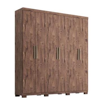 Guarda Roupa Casal 6 Portas 4 Gavetas Núbia ACP MÓVEIS Nature/Off White -  100% MDF ACP MÓVEIS NÚBIA