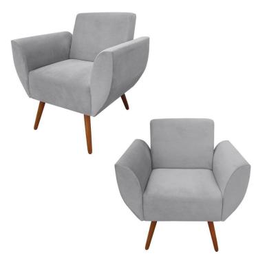 Imagem de Kit 2 Poltronas Jolly Amamentação E Descanso Veludo Cinza