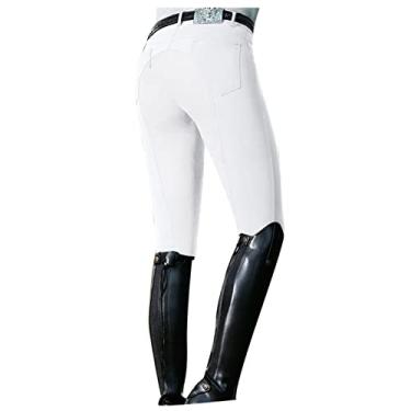 Imagem de Calças de treinamento femininas calças de equitação calças casuais calças elásticas slim fit leggings esportes ao ar livre roupas cavaleiro branco, 2GG (cintura: 82cm)