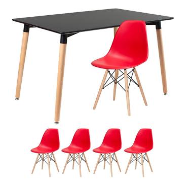 Imagem de KIT - Mesa de jantar retangular Eames 80 x 120 cm preto + 4 cadeiras Eiffel DSW