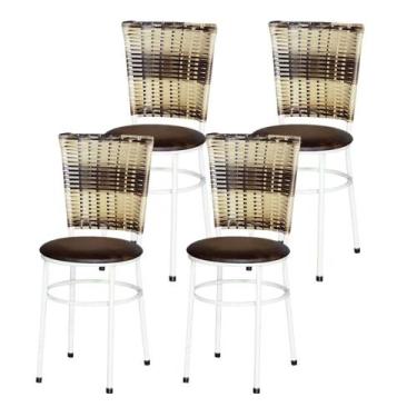 Imagem de Jogo 4 Cadeiras Para Cozinha Branca Hawai Cappuccino Premium - Lamar D
