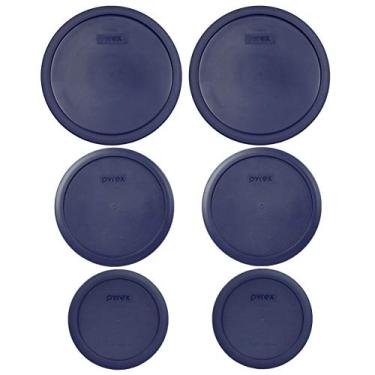 Imagem de Pyrex 7403-PC 10 Cup, 7402-PC 6/7 Cup, e 7201-PC 4 Taças Azul Redondo Tampas de Armazenamento de Alimentos, Azul, 6