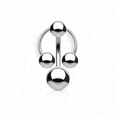 Imagem de TOOLSSIDE VCH Jewelry Capuz vertical – 4 bolas de piercing de capuz vertical para mulheres – Piercing genital com barra curvada de 14G