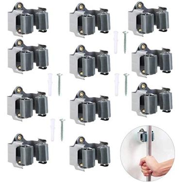 Imagem de Vankcp 10 peças de suporte de parede de esfregão de vassoura organizador de parede para banheiro com parafusos para casa, cozinha, jardim