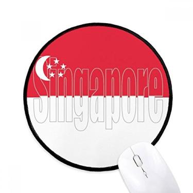 Imagem de DIYthinker Mouse pad com nome da bandeira do país de Singapura para mesa de escritório tapete redondo para computador