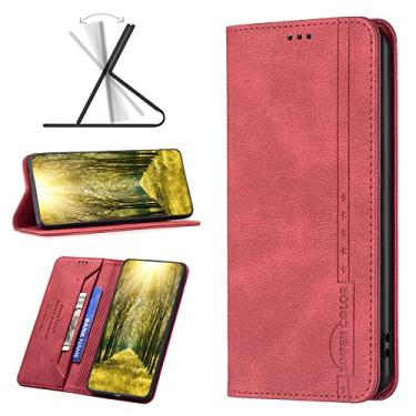 Imagem de Capas de telefone de negócios com escova anti-roubo Samsung Galaxy A14 5G Capa de couro slots de cartão de luxo clipe de carteira à prova de choque capa de telefone Samsung A14 5G capas (vermelho, Samsung A14 5G)