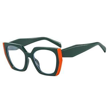 Imagem de Óculos de sol quadrado fashion olho de gato para mulheres vintage preto branco óculos de sol feminino gradiente tons gafas, verde laranja claro, tamanho único