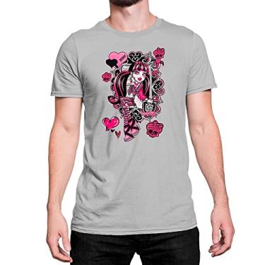 Imagem de Camiseta T-Shirt Monster High Draculaura Flores Corações Cor:Cinza;Tamanho:GG