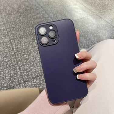Imagem de Capa de celular de vidro fosco com lente de safira para iphone 11promax 12pmax 13promax 13pro 12pro 11pro 14promax 14pro, roxo, para ip 13 promax