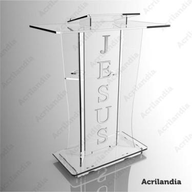 Imagem de Púlpito De Acrílico 8mm Ideal Para Igrejas Com Gravação Jesus - Acriho