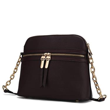 Imagem de Bolsa transversal MKF para mulheres – Bolsa de couro PU Bolso – Bolsa carteiro com vários bolsos, transversal de ombro, Kelis Chocolate, Small