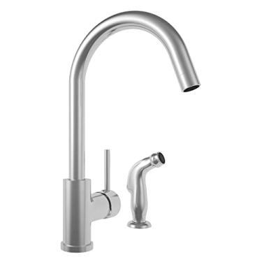 Imagem de Torneira monocomando misturador de cozinha bica fixa e jato lateral escovado, Arell, ARE-MC01-AE