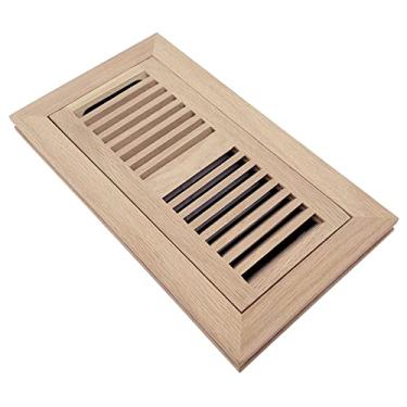 Imagem de Homewell – Registro de piso de madeira, ventilação de montagem nivelada com amortecedor, 10 x 25 cm, sem acabamento, 4x10 Inch with Damper, Red Oak