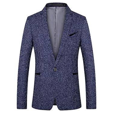 Imagem de Blazer Terno Jaqueta Slim Fit Primavera Outono Blazer Esporte Casaco Um Botão Formal Escritório Negócios Blazer Camisas Tops, Azul, G