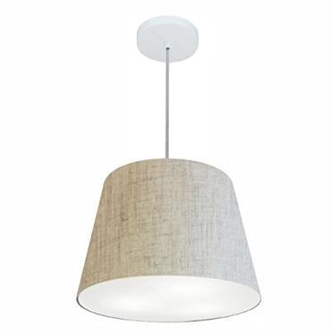 Imagem de Lustre Pendente Cone Cúpula Tecido 30/40x30 cm, Vivare Iluminação, Pendente4246 RST, Rustico Bege, Médio