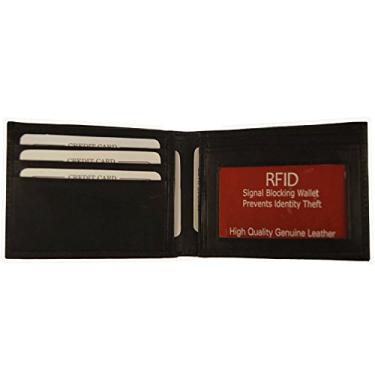 Imagem de Carteira de couro masculina RFID Improving Lifestyles com dobra dupla preta SUNRFID1110BK