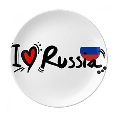 Imagem de I Love Russia Palavra Placa de coração Decorativa Porcelana Salver Prato de jantar