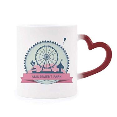 Imagem de Caneca de grés preta com estampa de roda-gigante sensível ao calor do parque de diversões