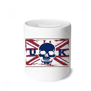 Imagem de DIYthinker Esqueleto humano Reino Unido Union Jack caixa de dinheiro caixa de cerâmica porta-moedas presente de cofrinho