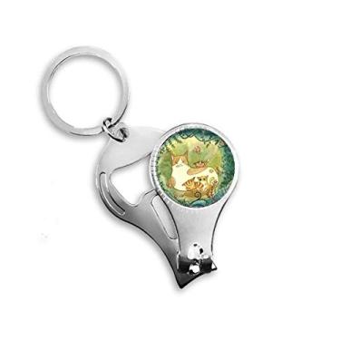 Imagem de Miaoji Painting Cat Family Fantasy Nail Nipper Ring Chaveiro abridor de garrafa