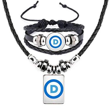 Imagem de Conjunto de joias com pulseira de couro azul para festa democrática com emblema americano
