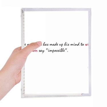 Imagem de Caderno com a frase Never Say Impossible Leaf Diary recarregável de papelaria
