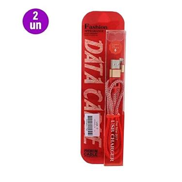 Imagem de Kit 2 Cabos USB/Carregamento Turbo Para Iphone 2.4A Vermelho